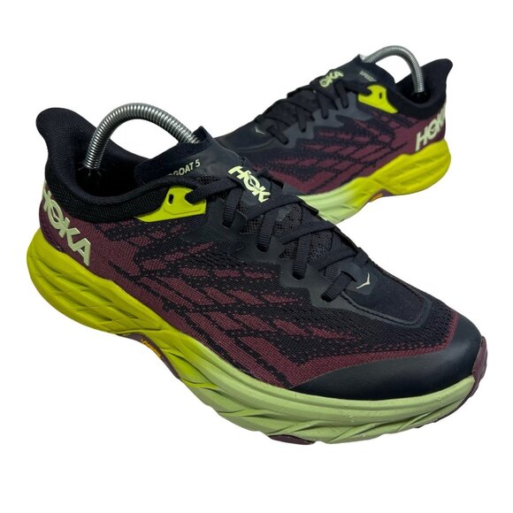 HOKA Womens Speedgoat 5 sz 9.5 B Maroon Black Trail Running Shoes Sneakers - Picture 1 of 10